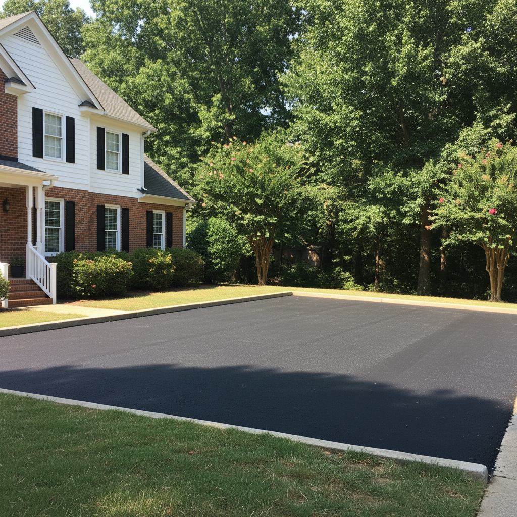 Completed parking lot paving work at a residential property in Atlanta, GA