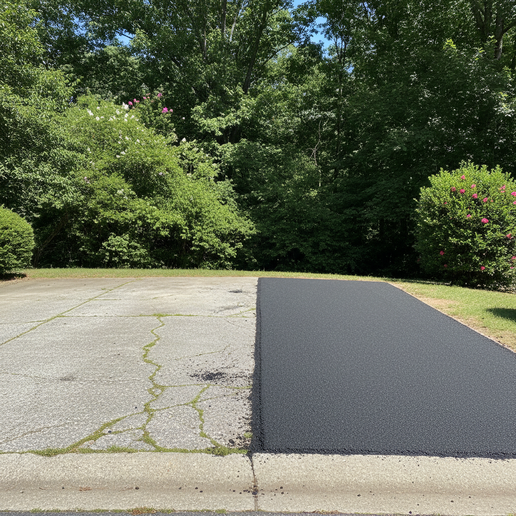 Completed asphalt patching work at a residential property in Decatur, GA