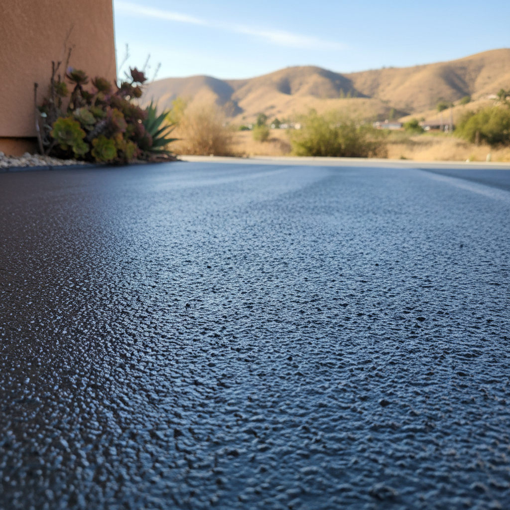 Completed slurry coating work at a residential property in Colton, CA