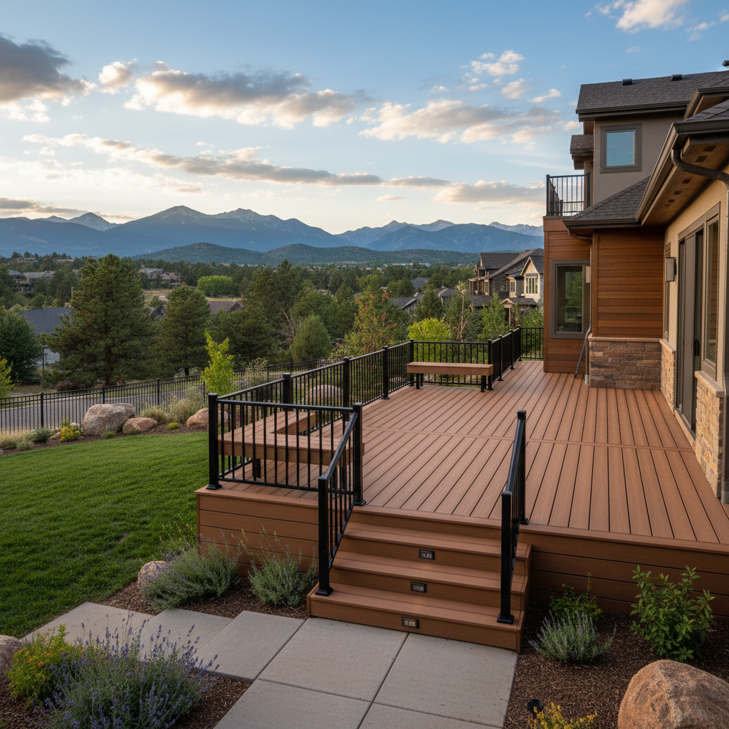 Completed trex decks work at a residential property in Boulder, CO