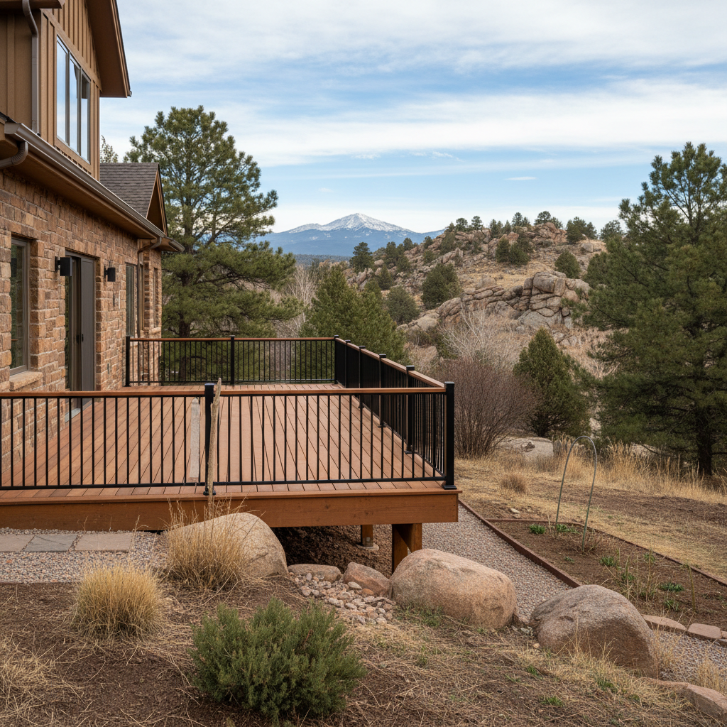 Completed deck railing installation work at a residential property in Boulder, CO