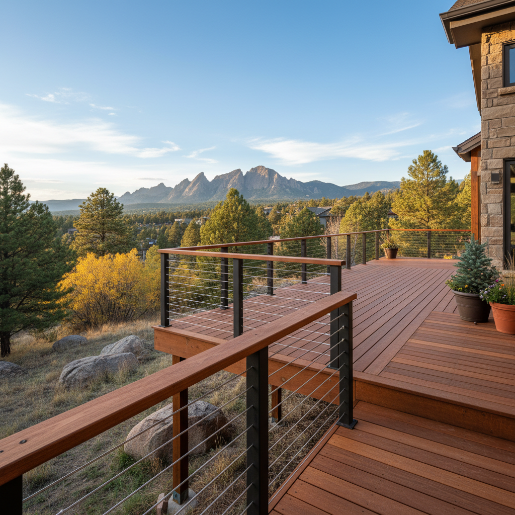 Completed deck railing installation work at a residential property in Boulder, CO