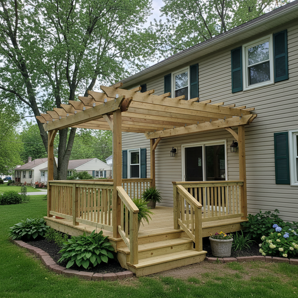 Completed pergola construction work at a residential property in New Britain, CT