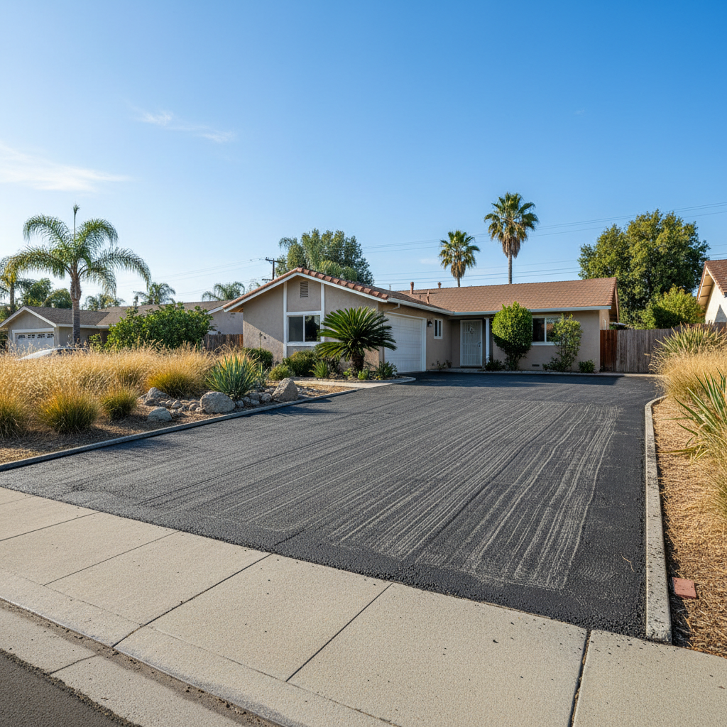 Completed asphalt milling work at a residential property in Laguna Niguel, CA