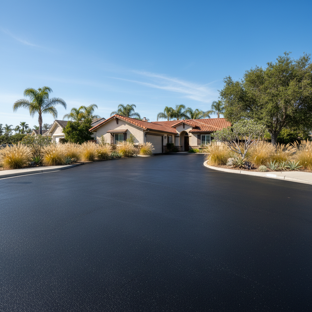 Completed asphalt sealcoating work at a residential property in Laguna Niguel, CA