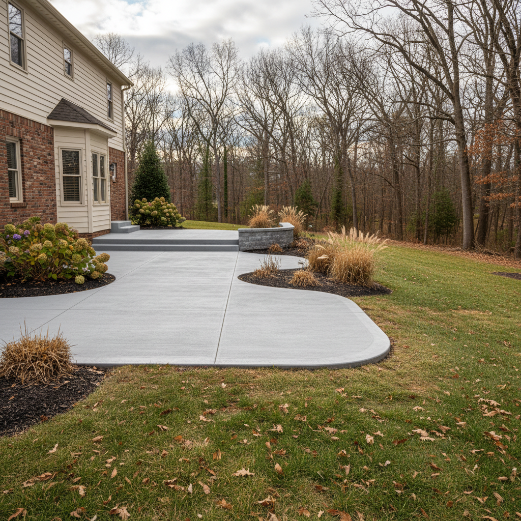 Completed concrete installation work at a residential property in Waldorf, MD