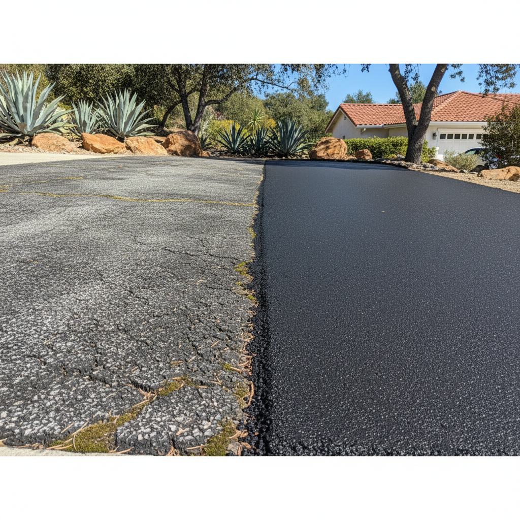 Completed asphalt paving work at a residential property in Laguna Niguel, CA