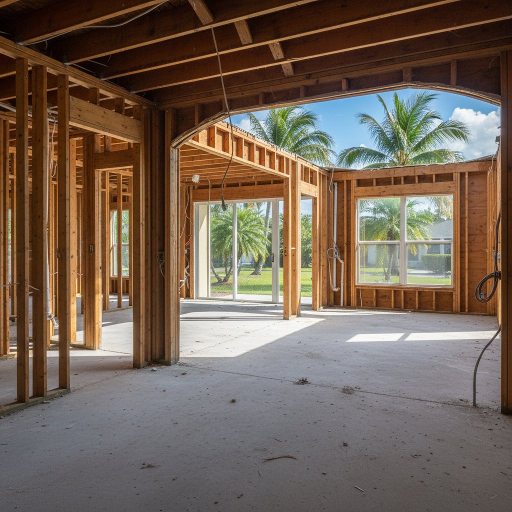 Completed interior demolition work at a residential property in Cape Coral, FL