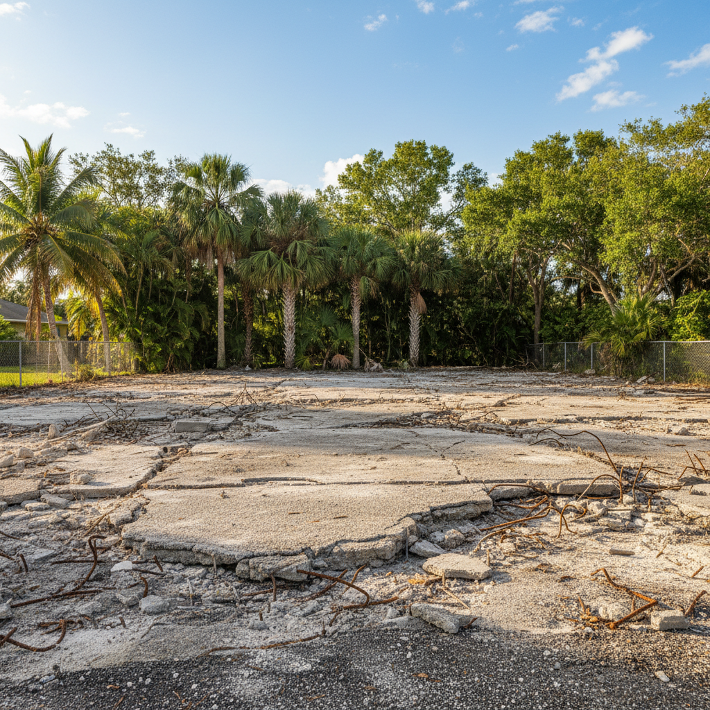 Completed structural demolition work at a residential property in Cape Coral, FL