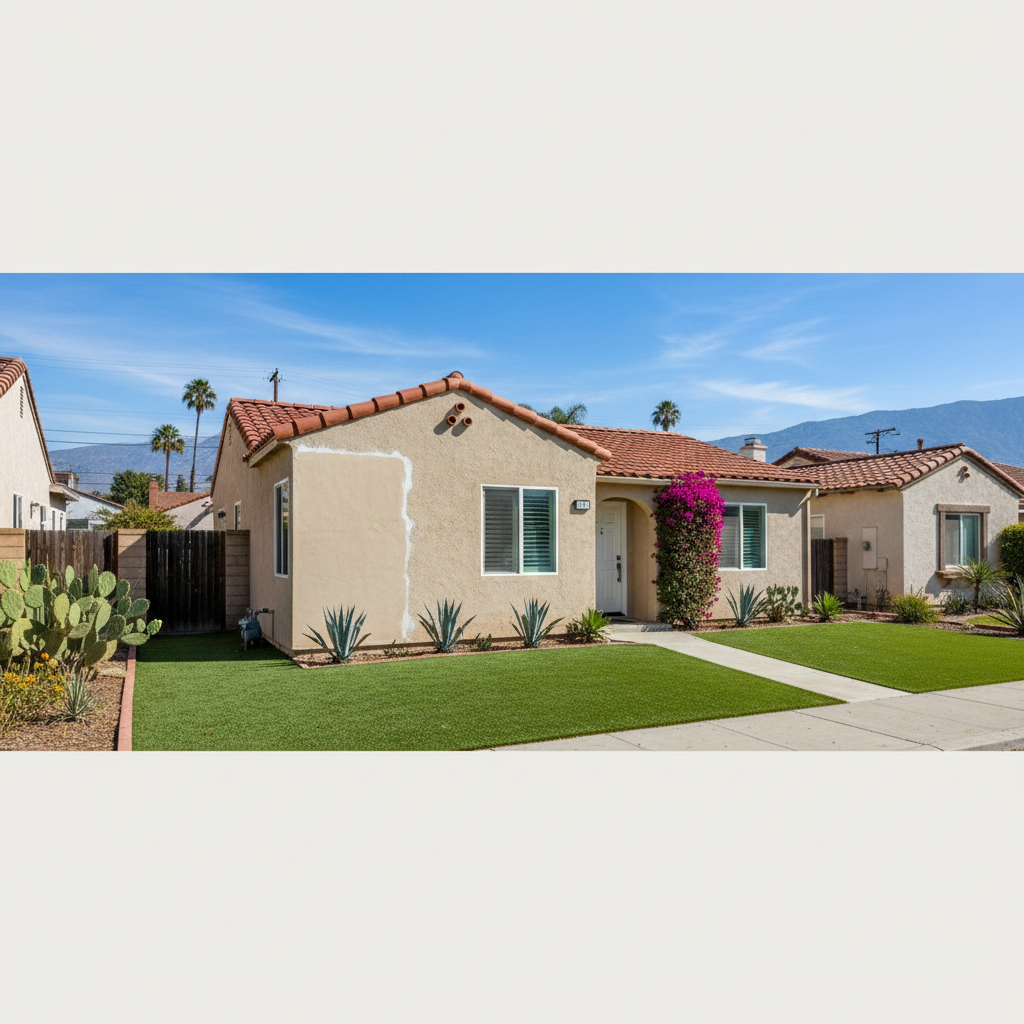 Completed stucco repair work at a residential property in Azusa, CA