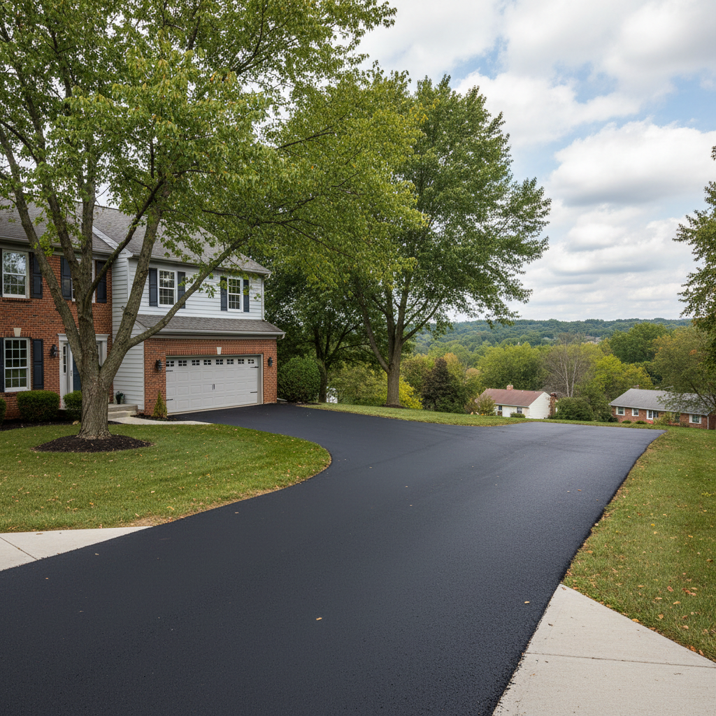 Completed asphalt sealcoating work at a residential property in Cleveland, OH