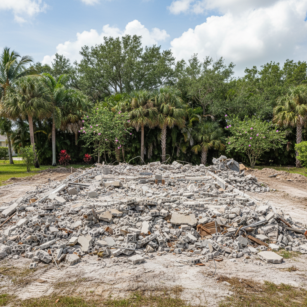 Completed residential demolition work at a residential property in Cape Coral, FL