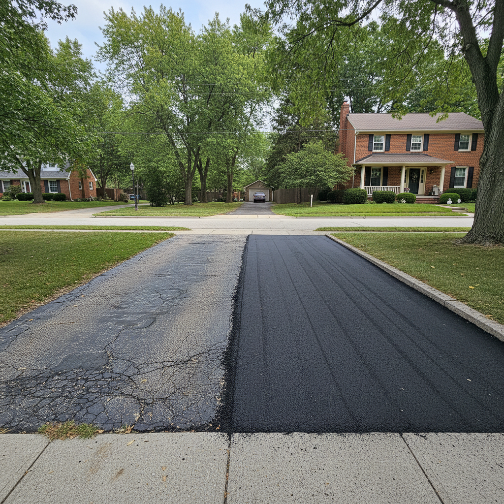 Completed asphalt milling work at a residential property in Cleveland, OH