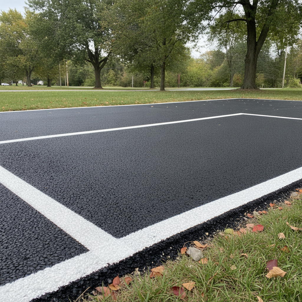 Completed asphalt striping work at a residential property in Cleveland, OH