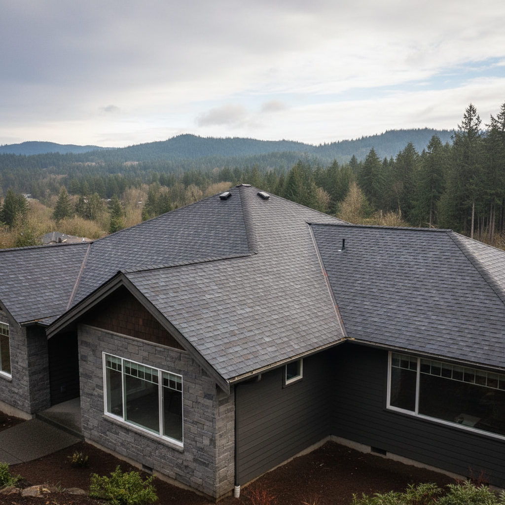 Completed new construction roofing work at a residential property in Sammamish, WA