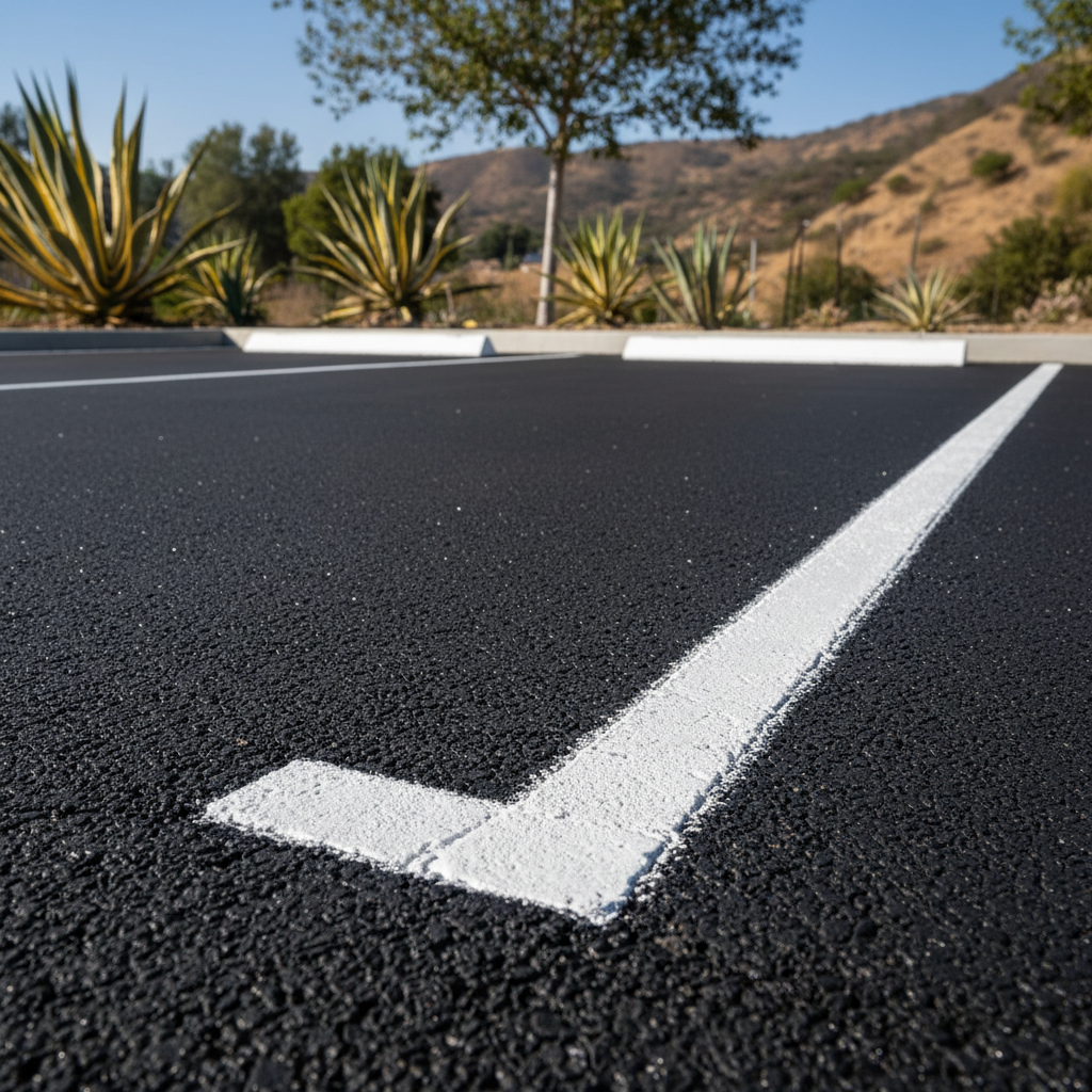 Completed asphalt striping work at a residential property in Los Angeles, CA