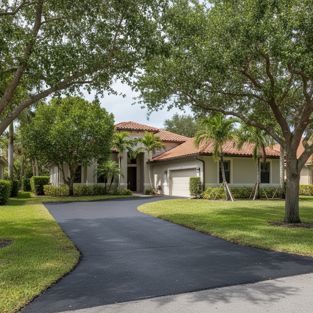 Completed residential asphalt work at a residential property in Boca Raton, FL