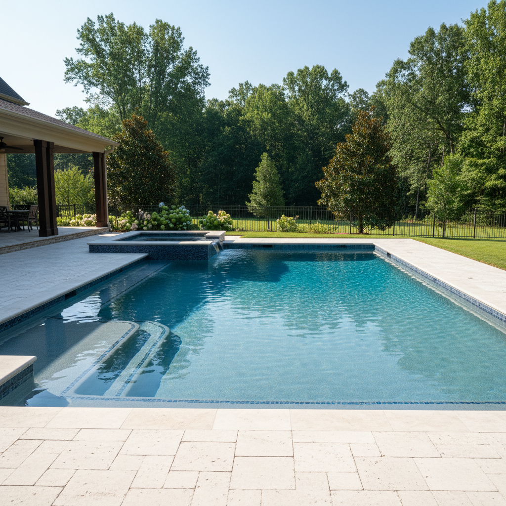 Completed new pool construction work at a residential property in Hendersonville, TN