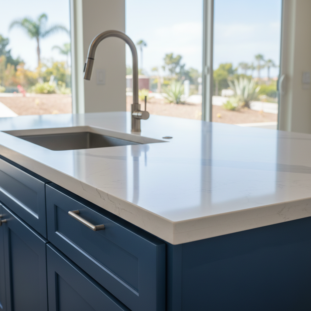 Completed countertop installation work at a residential property in Huntington Beach, CA