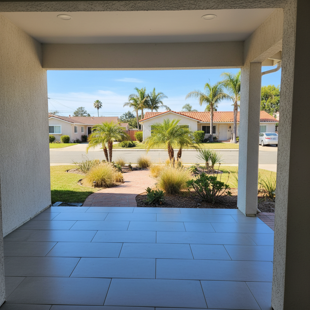 Completed kitchen flooring work at a residential property in Huntington Beach, CA