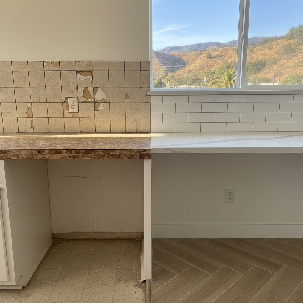 Completed backsplash installation work at a residential property in Chula Vista, CA
