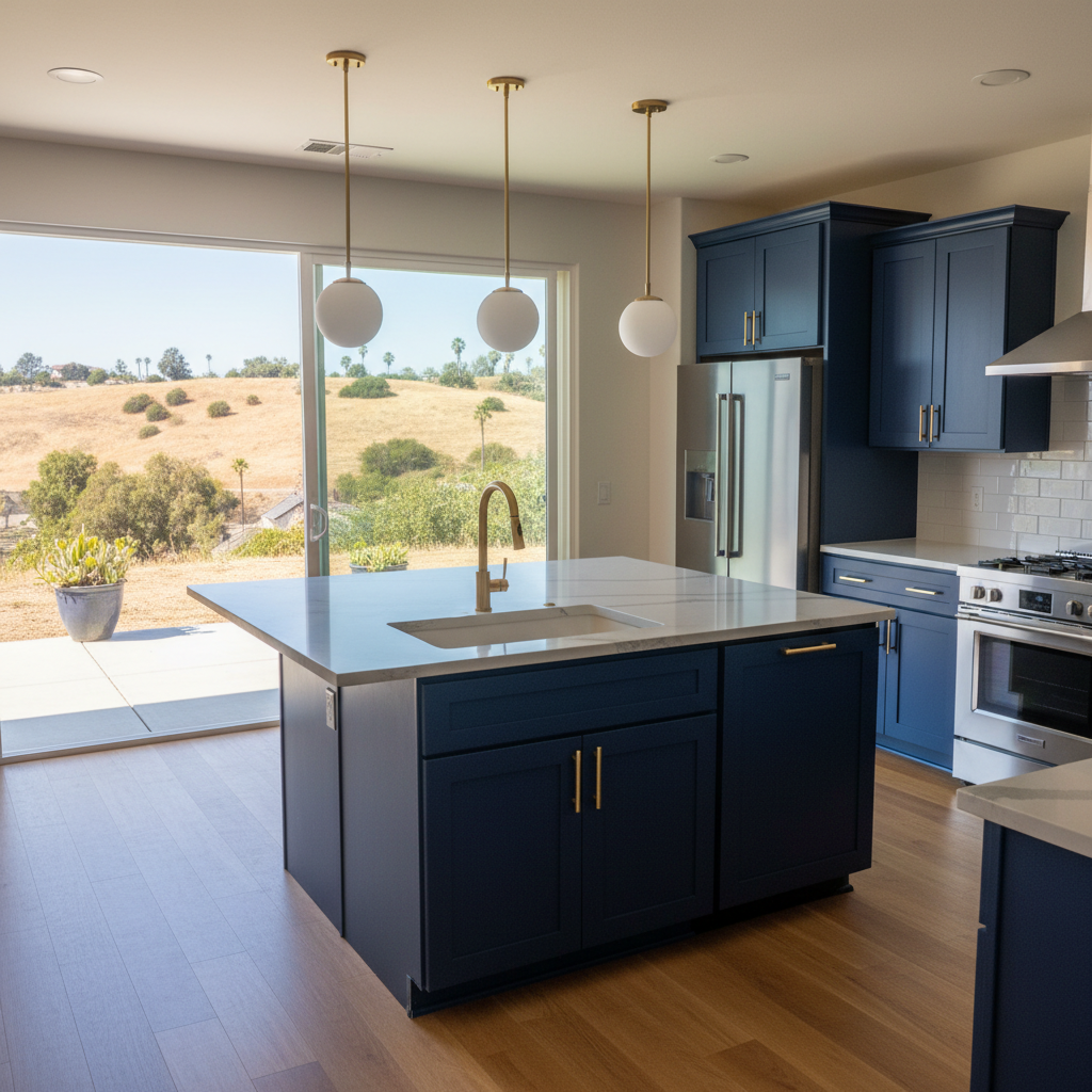 Completed kitchen island installation work at a residential property in Chula Vista, CA