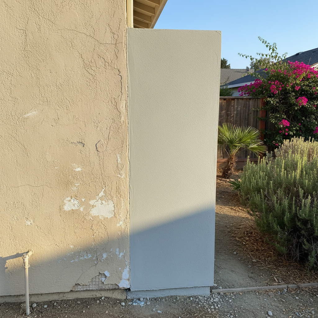 Completed stucco replacement work at a residential property in Alameda, CA