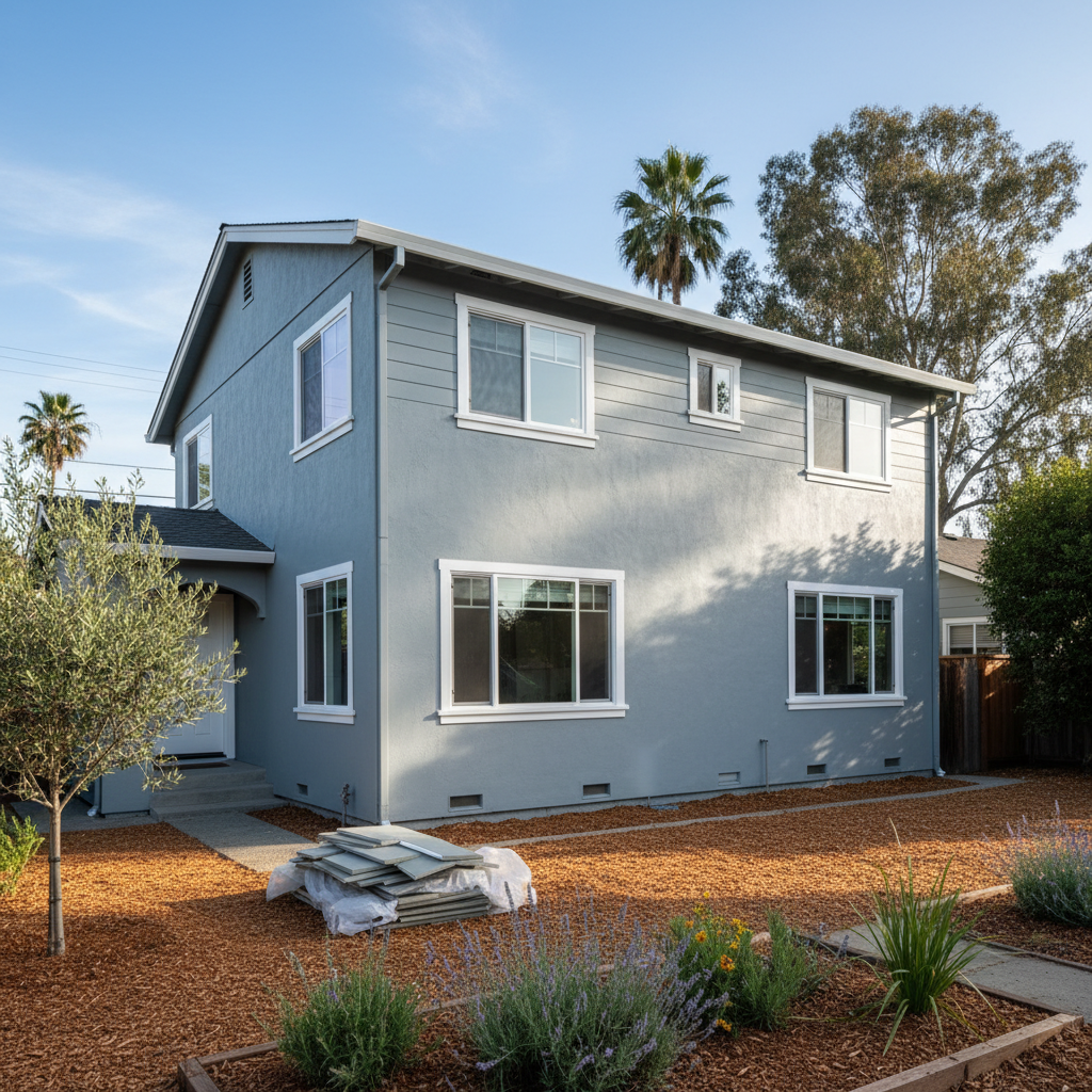 Completed stucco removal work at a residential property in Alameda, CA