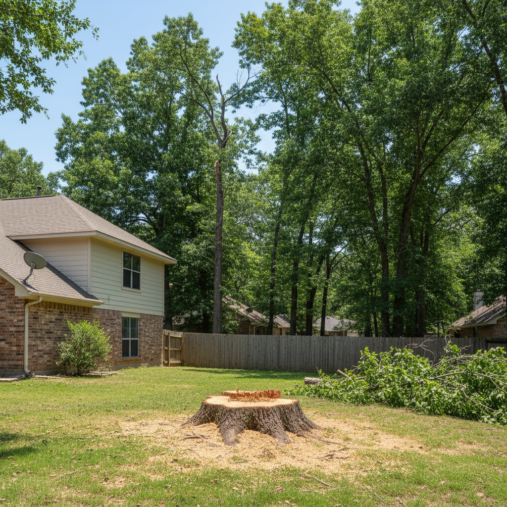 Completed tree removal work at a residential property in Porter, TX