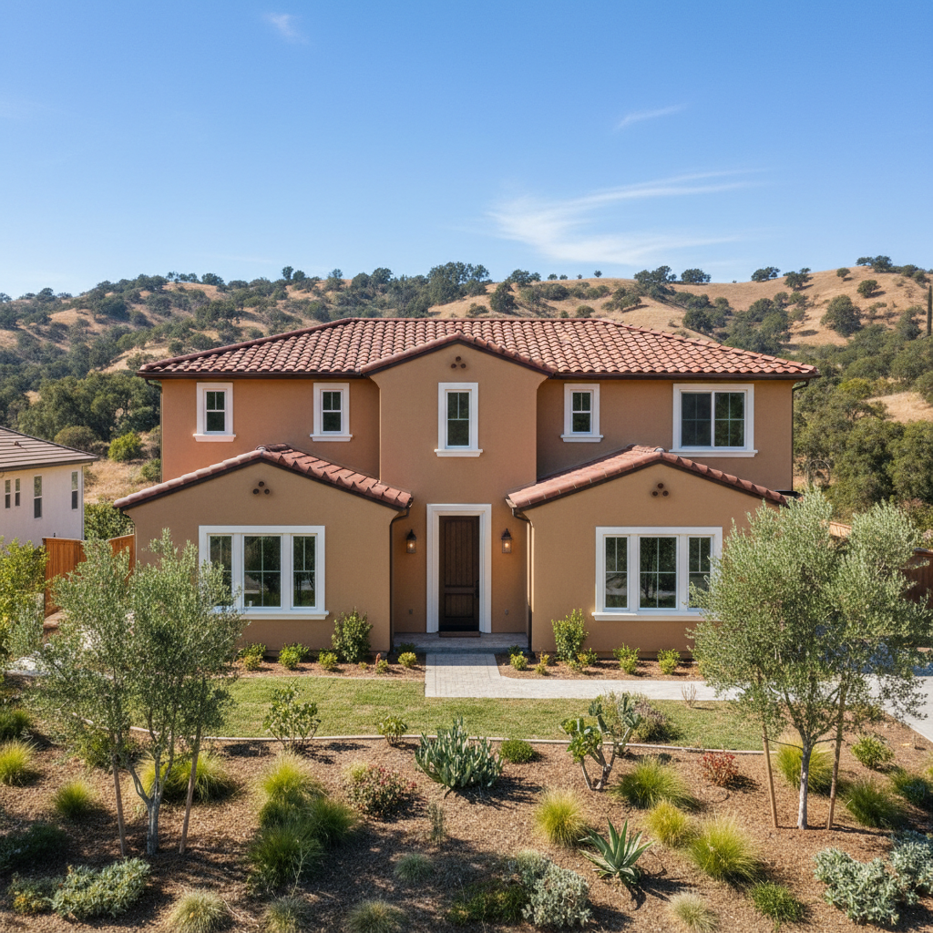Completed stucco painting work at a residential property in Arcadia, CA