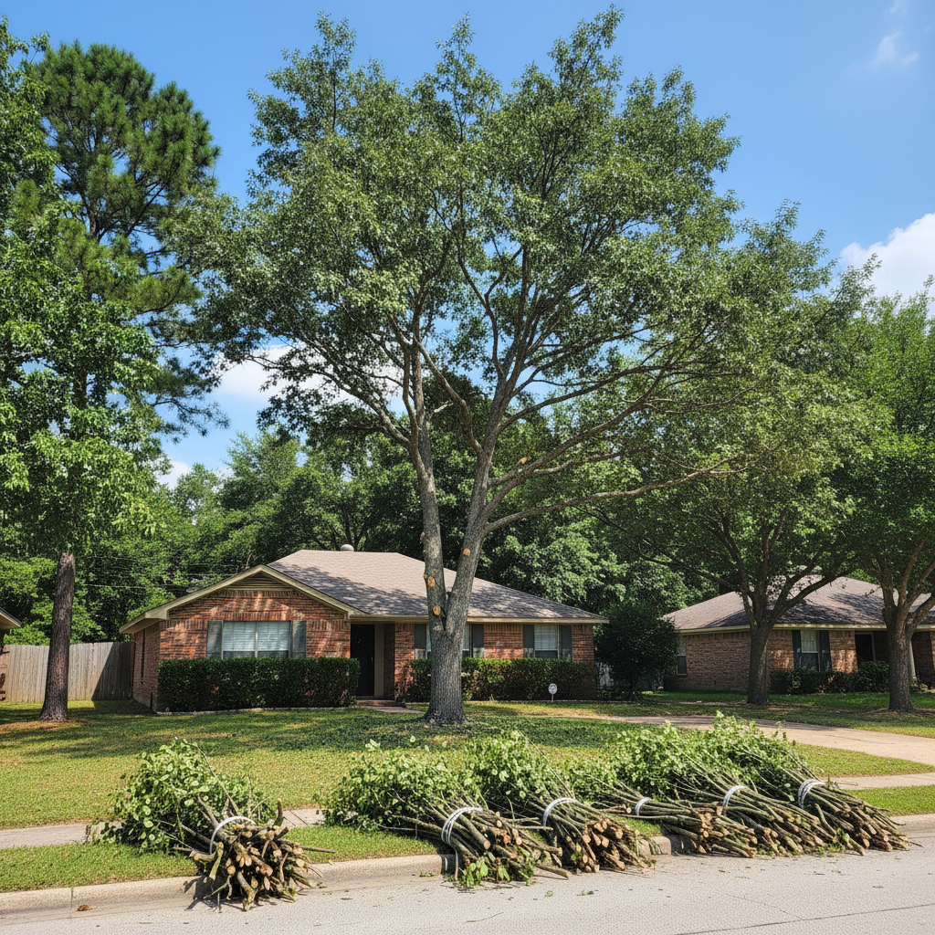 Completed tree trimming work at a residential property in Porter, TX