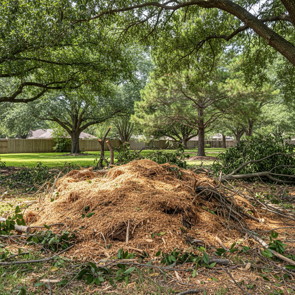 Completed tree trimming work at a residential property in Porter, TX