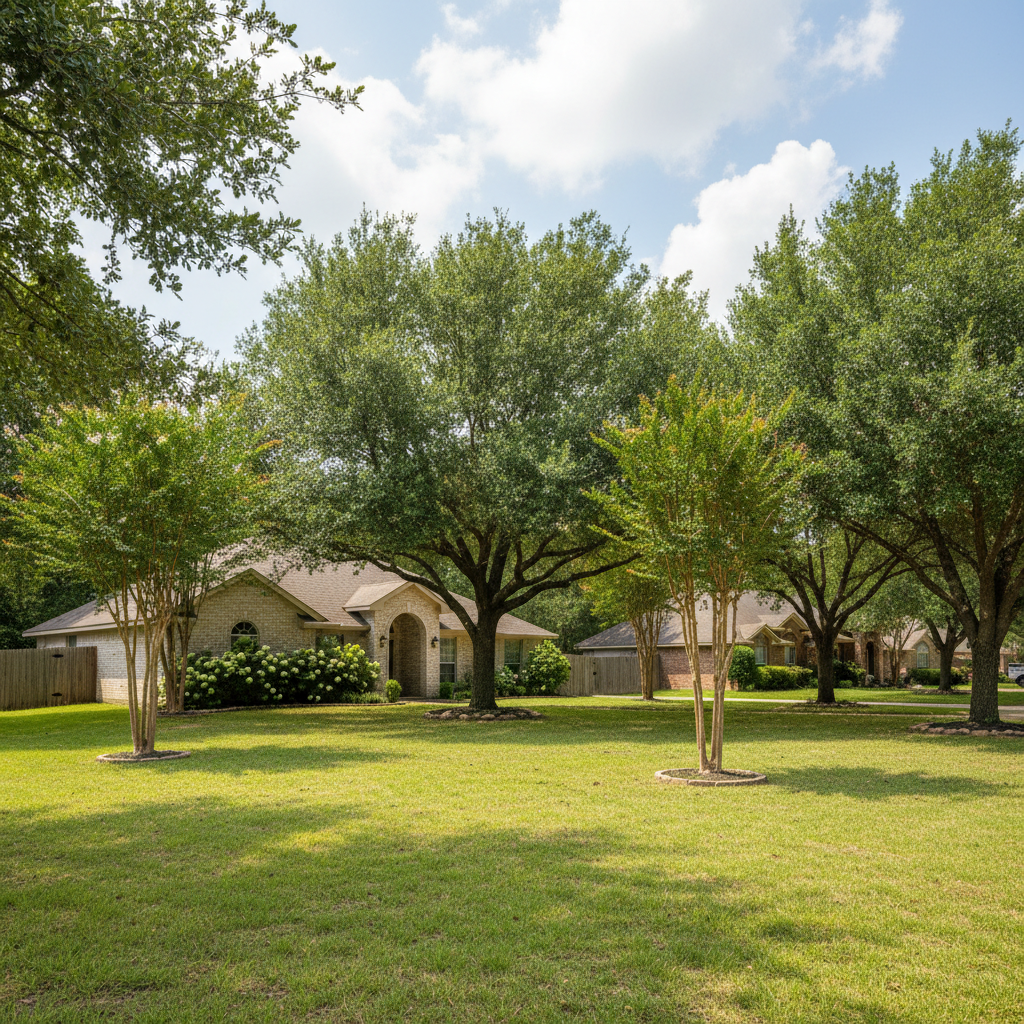 Completed tree trimming work at a residential property in Porter, TX