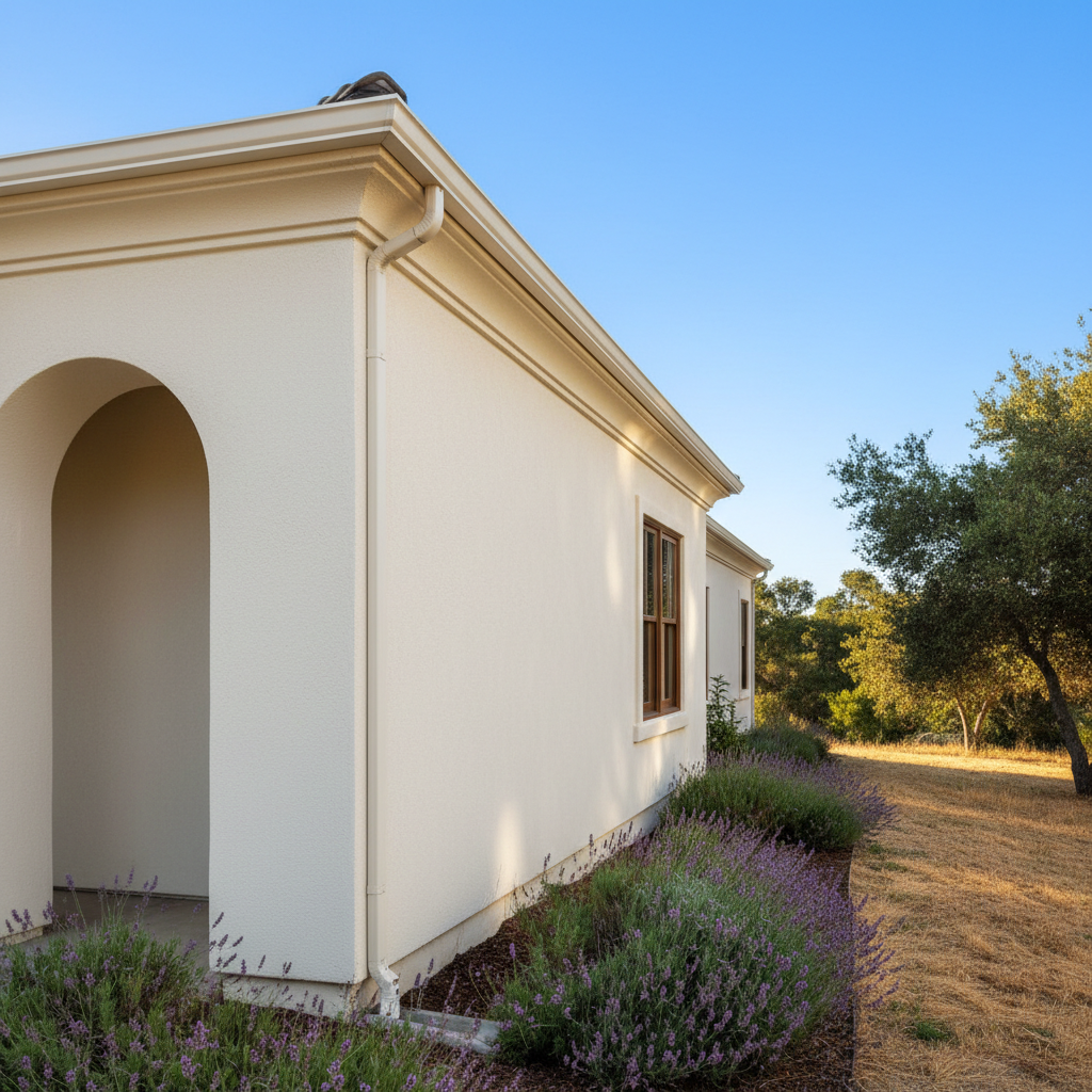 Completed residential stucco work at a residential property in Saratoga, CA