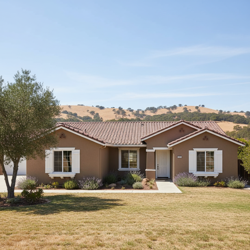 Completed stucco painting work at a residential property in Saratoga, CA