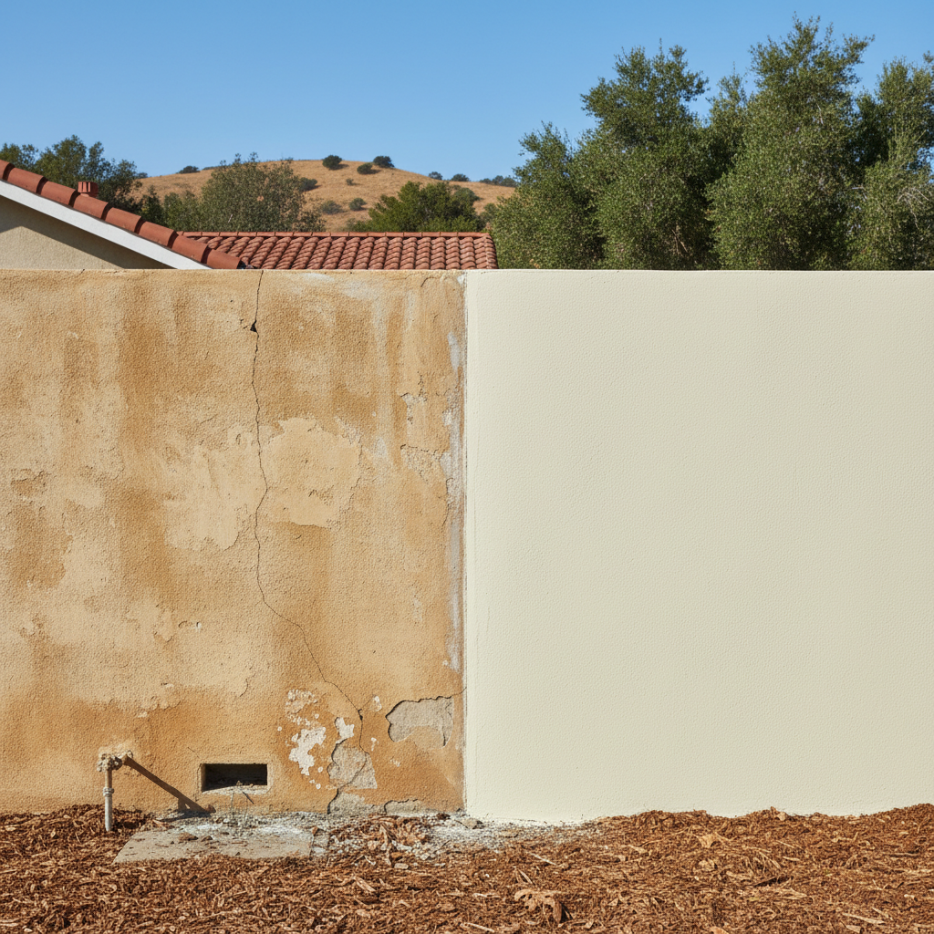 Completed stucco replacement work at a residential property in Saratoga, CA