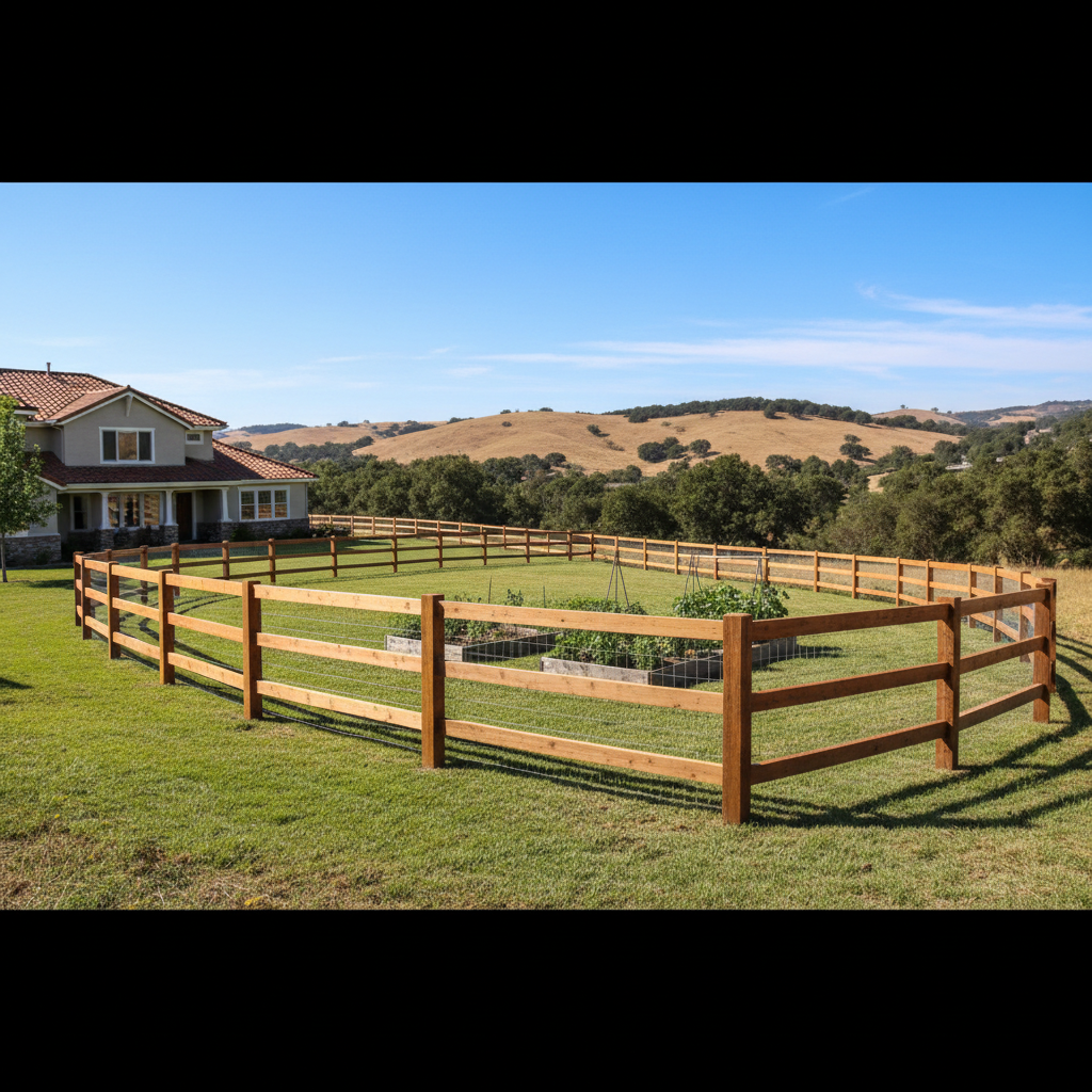 Completed farm fencing work at a residential property in Vallejo, CA