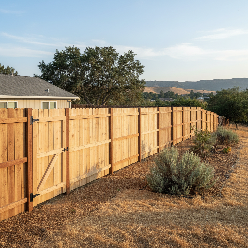 Completed fence repair work at a residential property in Vallejo, CA