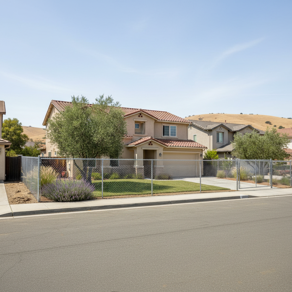 Completed chain link fence installation work at a residential property in American Canyon, CA