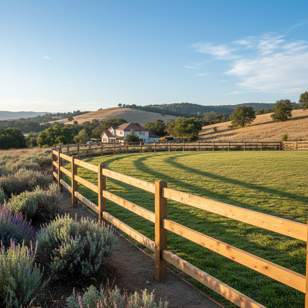 Completed farm fencing work at a residential property in American Canyon, CA