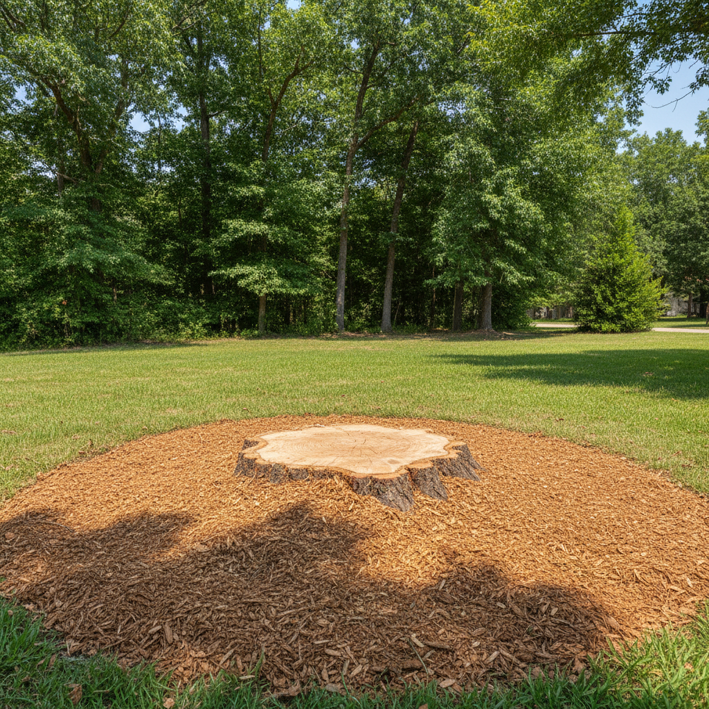 Completed tree removal work at a residential property in Huffman, TX
