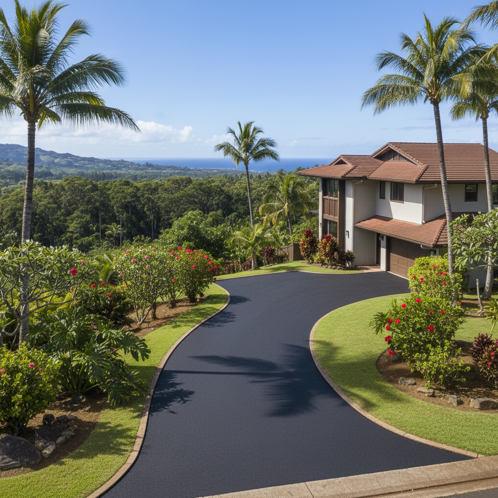 Completed asphalt paving work at a residential property in Honolulu, HI