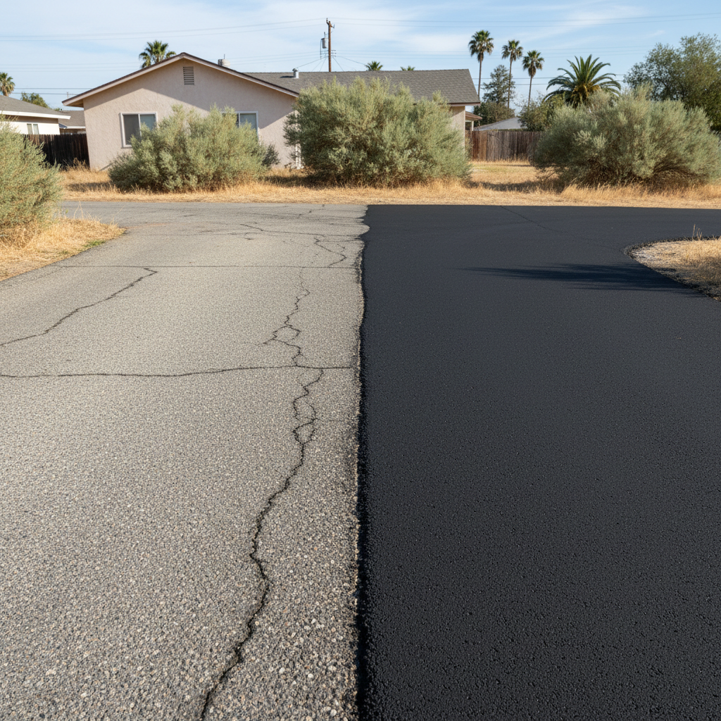 Completed commercial asphalt work at a residential property in Banning, CA