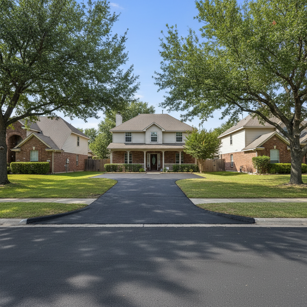 Completed asphalt paving work at a residential property in Temple, TX