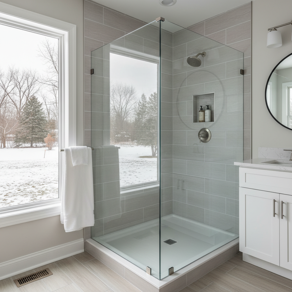Completed shower replacement work at a residential property in Rockford, IL