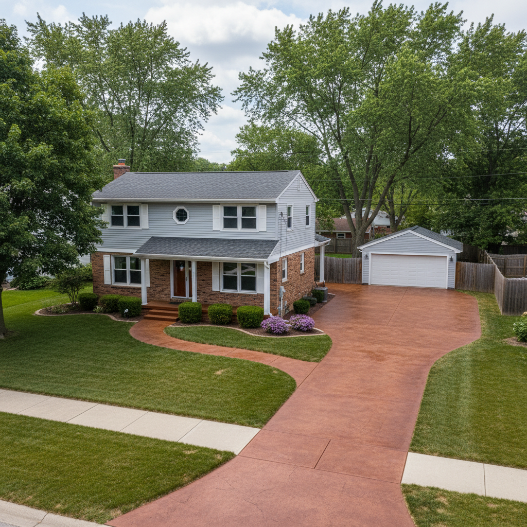 Completed concrete staining work at a residential property in Cicero, IL