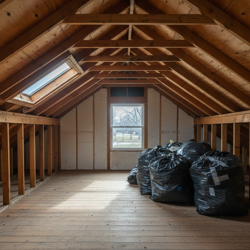 Completed insulation removal work at a residential property in Des Plaines, IL