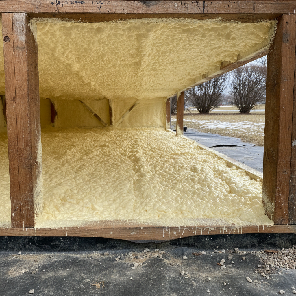 Completed crawl space insulation work at a residential property in Des Plaines, IL