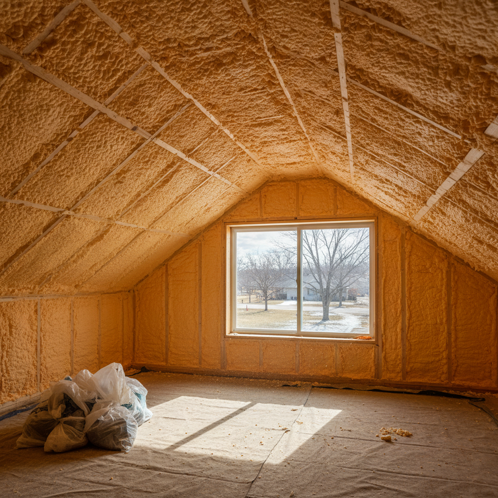 Completed closed cell spray foam work at a residential property in Wheaton, IL