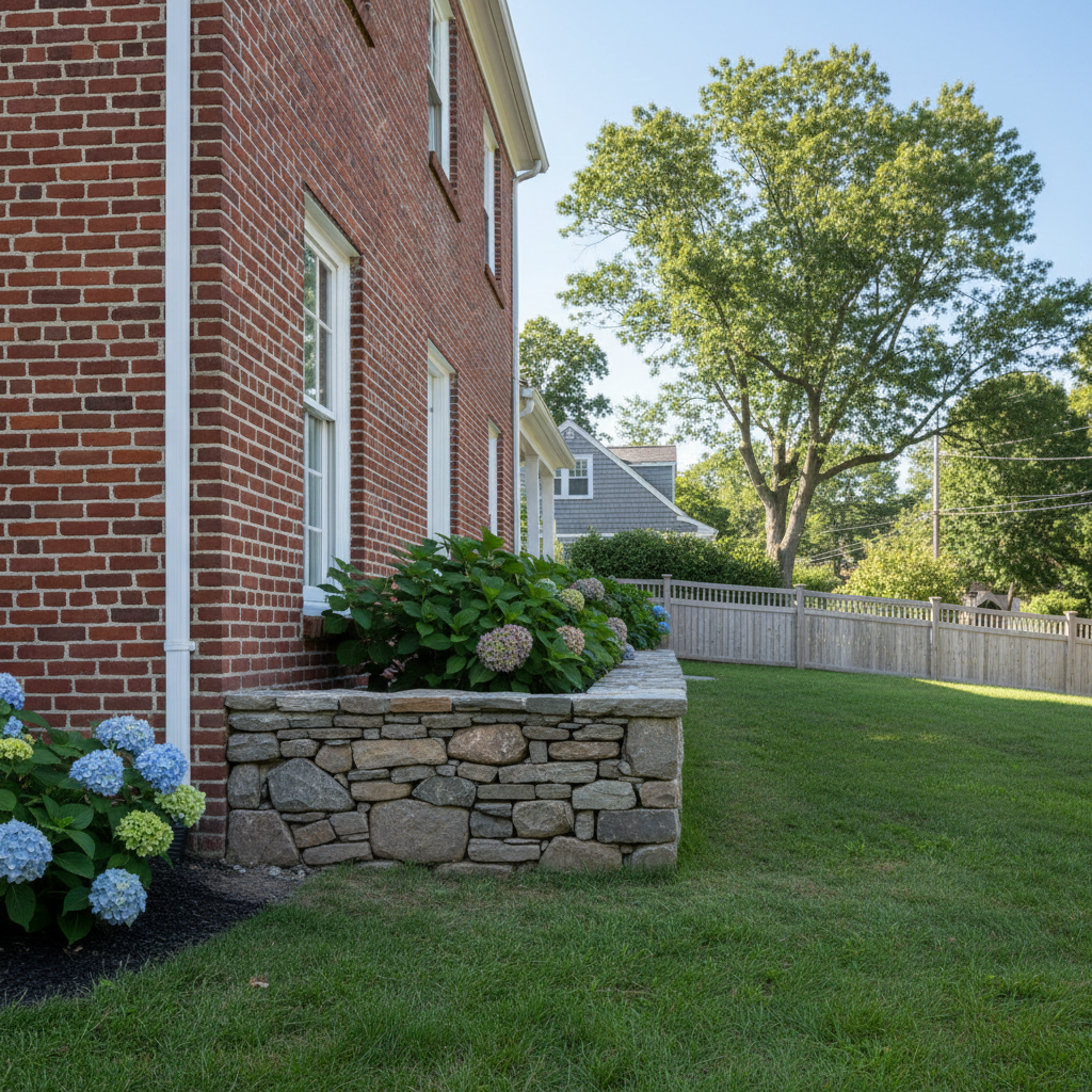 Completed masonry restoration work at a residential property in Brookline, MA